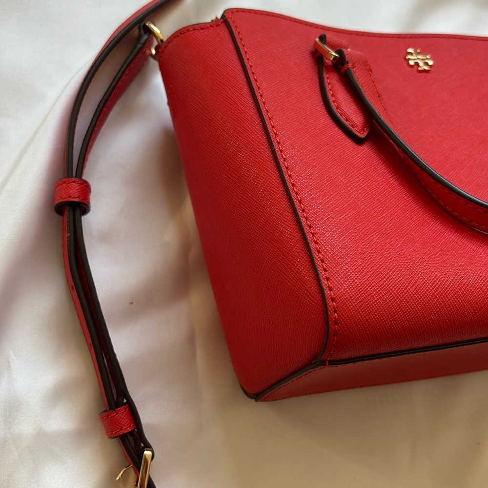 Tory Burch Emerson Mini Top Zip Tote (Brilliant Red) - Picture 3 of 13